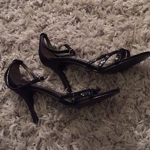 Rampage black strappy sequin heels sz 6